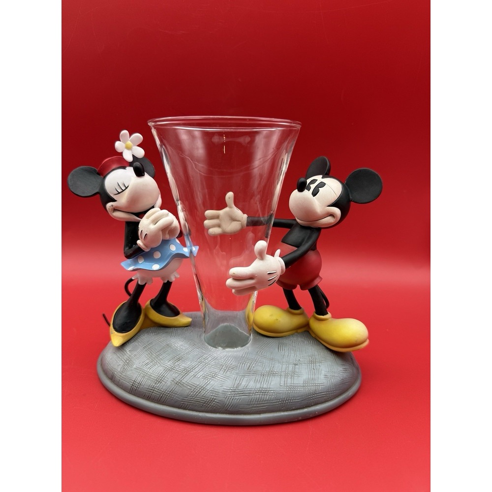 RARE Hallmark Flower Vase Disney Mickey & Minnie Mouse Limited Edition Figurine